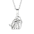 Cute Two-Tone Girl Hugging Dog Necklace | Handcrafted Pet Lover Pendant - Damsona