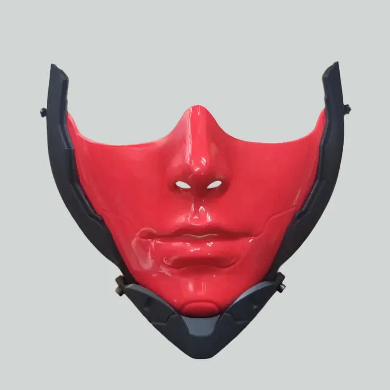 Cyberpunk Half Face Mechanical Mask – Red | Cosplay & Halloween Costume Prop - Damsona