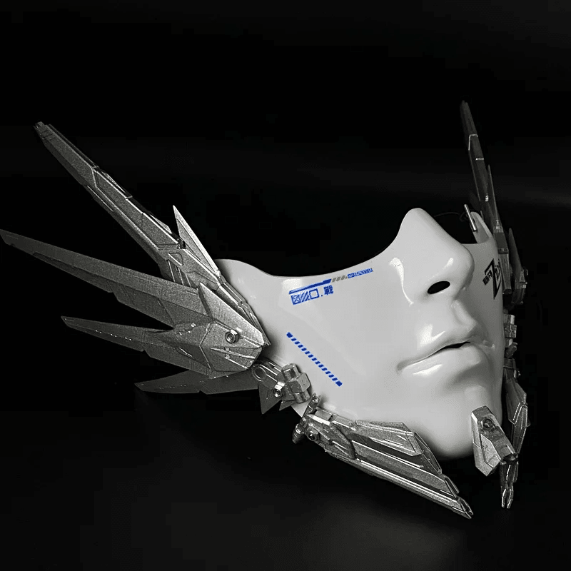 Cyberpunk Half Face Mechanical Mask – Red | Cosplay & Halloween Costume Prop - Damsona