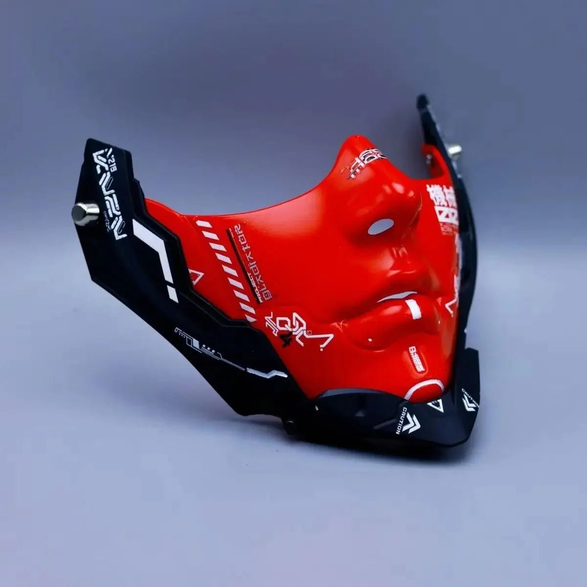 Cyberpunk Half Face Mechanical Mask – Red | Cosplay & Halloween Costume Prop - Damsona