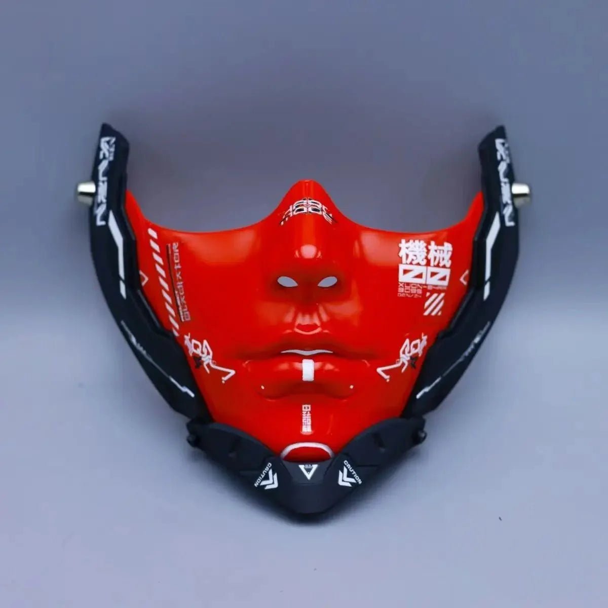 Cyberpunk Half Face Mechanical Mask – Red | Cosplay & Halloween Costume Prop - Damsona