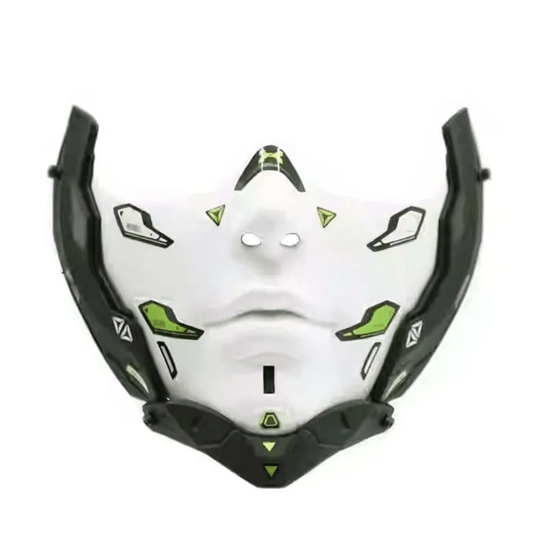 Cyberpunk Half Face Mechanical Mask – Red | Cosplay & Halloween Costume Prop - Damsona