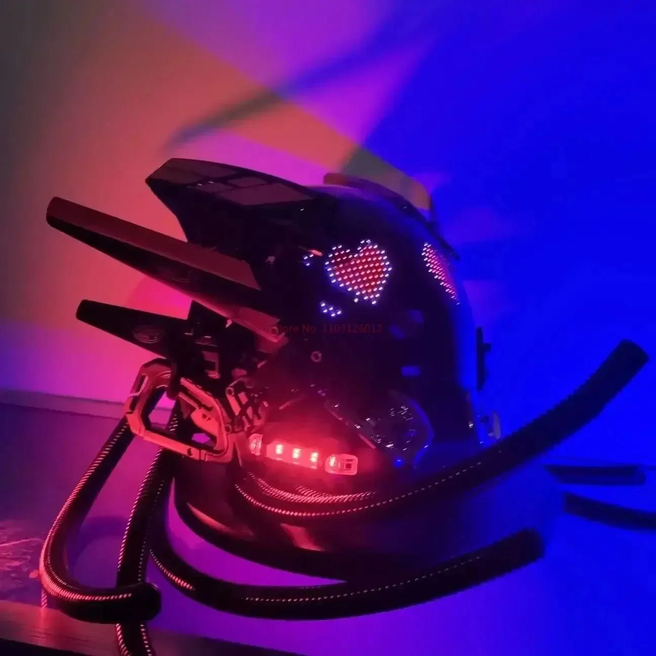 Cyberpunk Helmet Shinobi Mask: Robot Samurai Armor with LED Light - Damsona