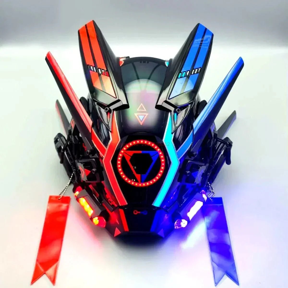 Cyberpunk Helmet Shinobi Mask: Robot Samurai Armor with LED Light - Damsona