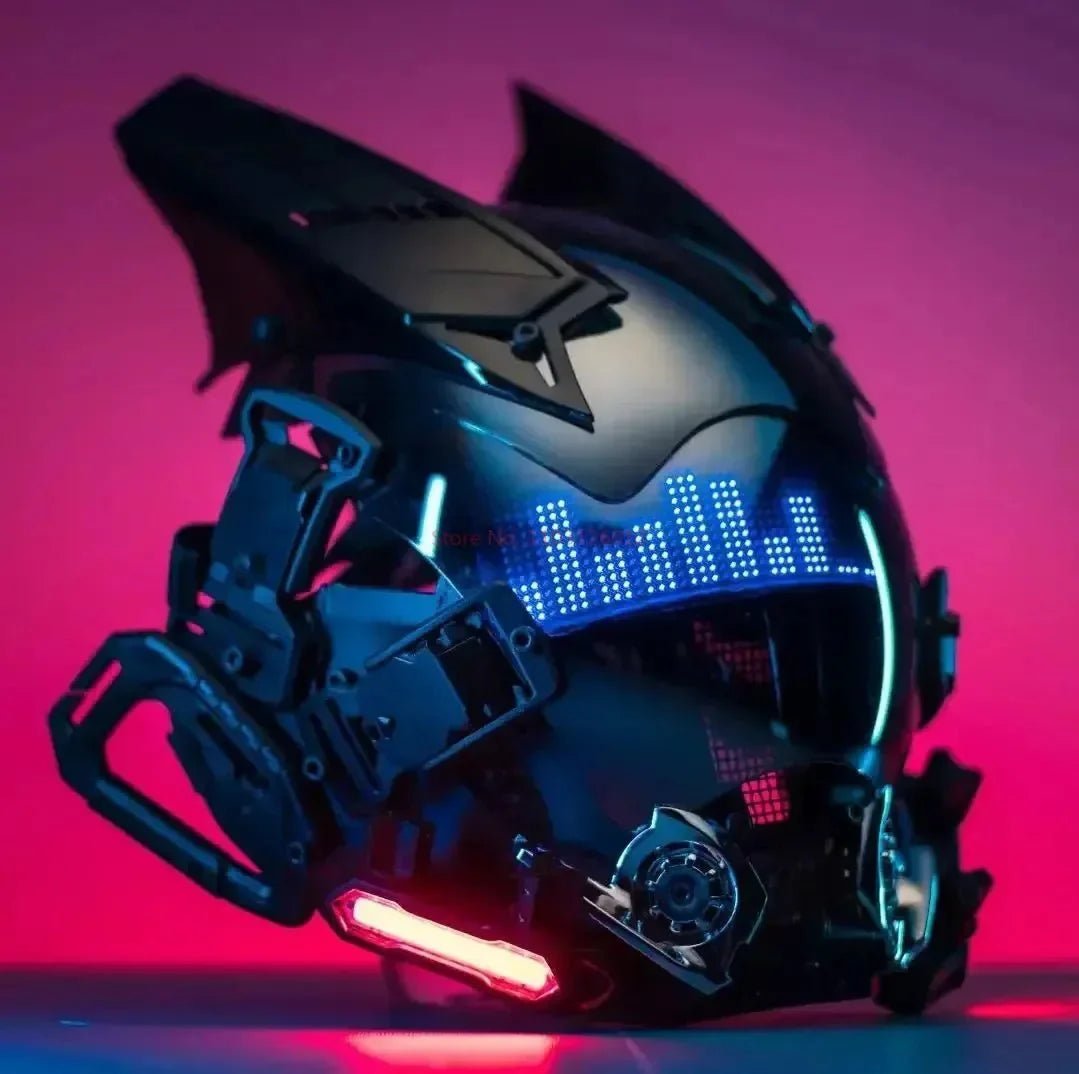 Cyberpunk Helmet Shinobi Mask: Robot Samurai Armor with LED Light - Damsona