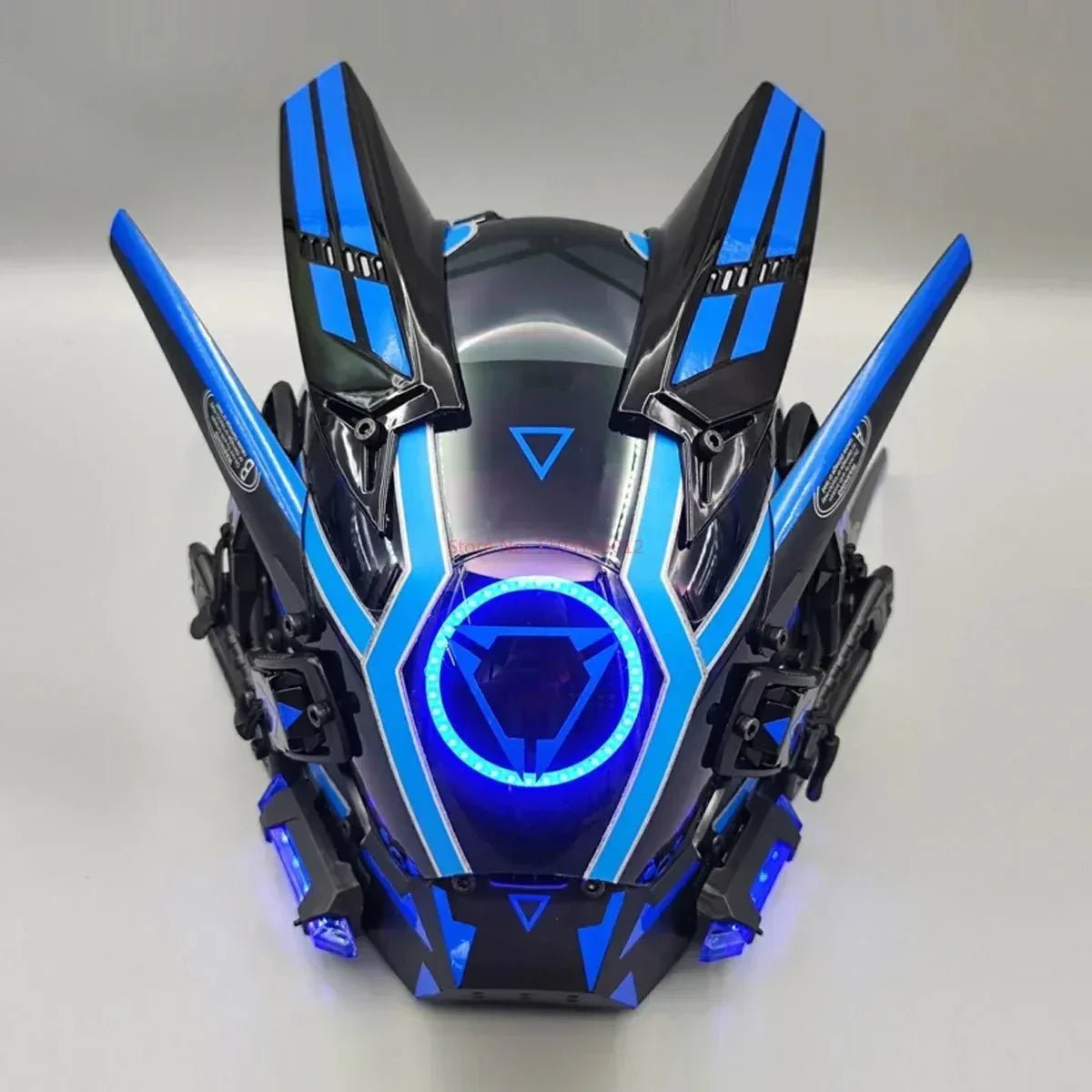 Cyberpunk Helmet Shinobi Mask: Robot Samurai Armor with LED Light - Damsona