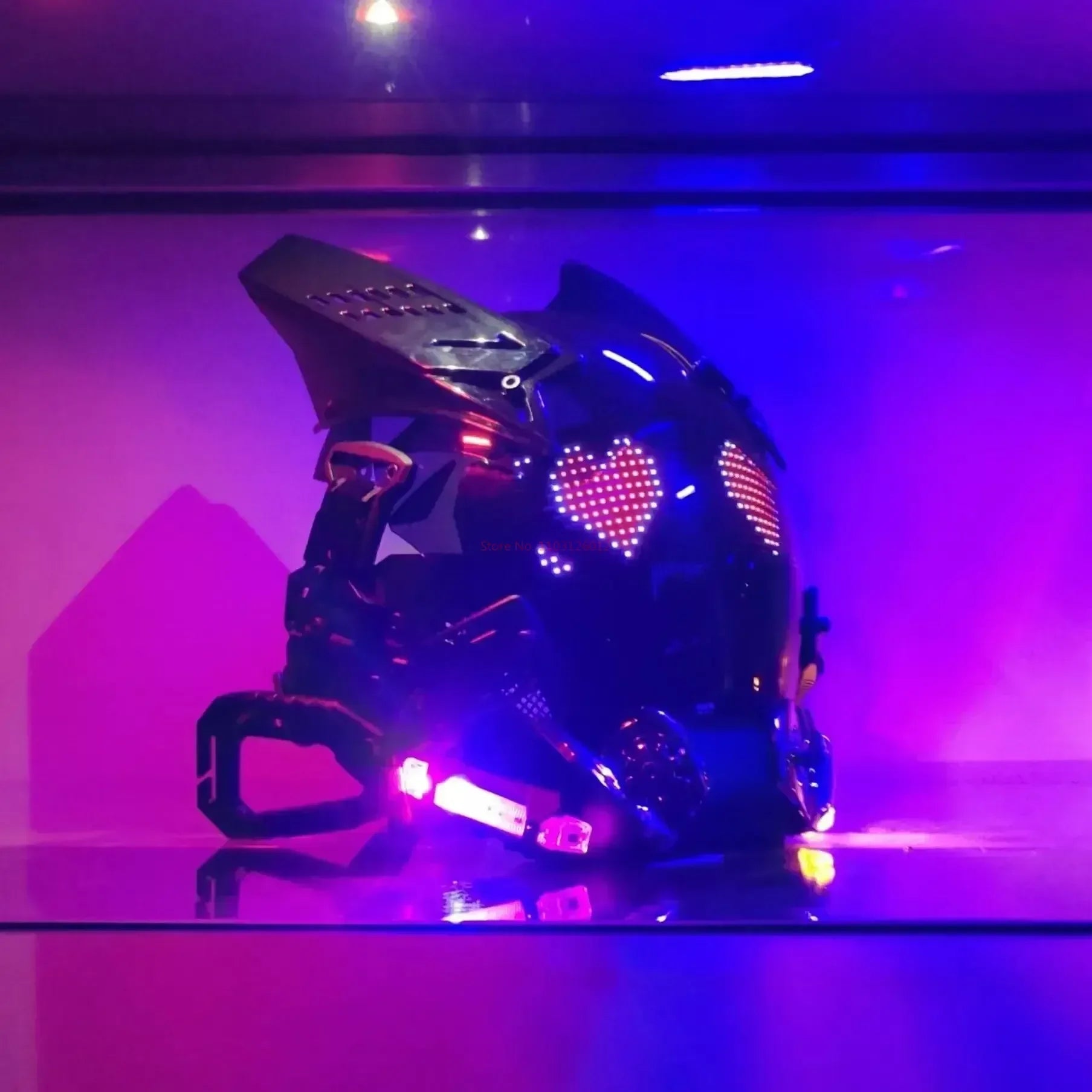 Cyberpunk Helmet Shinobi Mask: Robot Samurai Armor with LED Light - Damsona