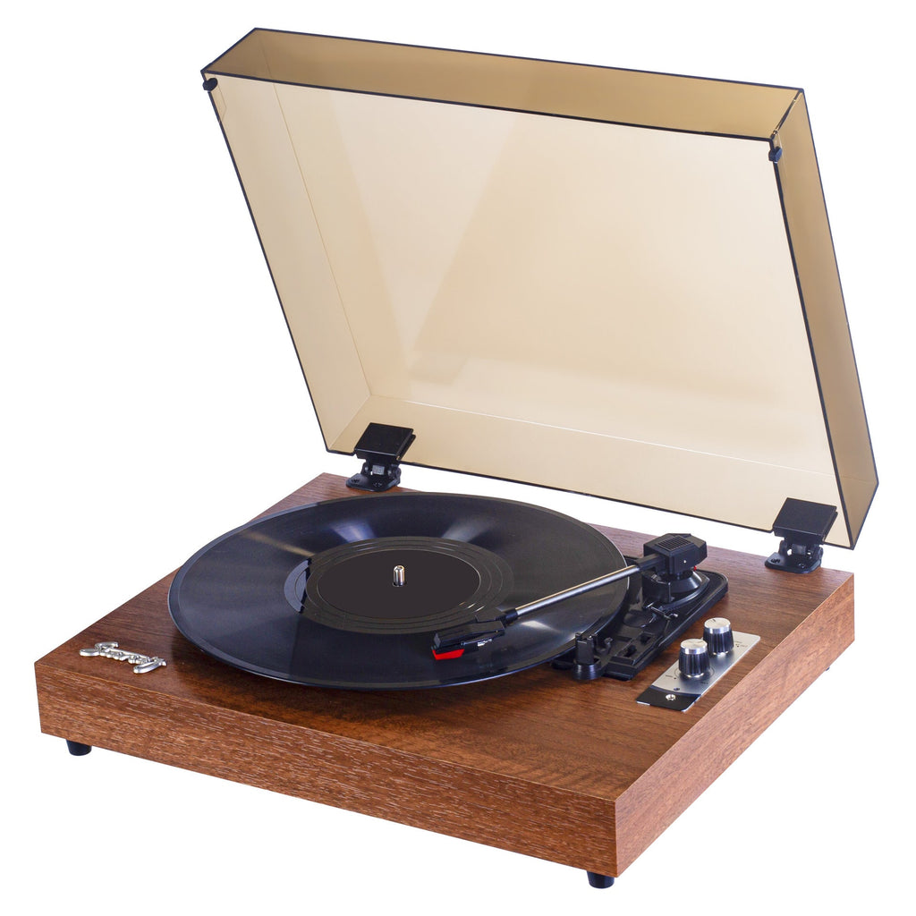 Retro Bluetooth Vinyl Record Player Built - in Speakers Walnut Wood Belt Drive Turntable - GiftWave.co