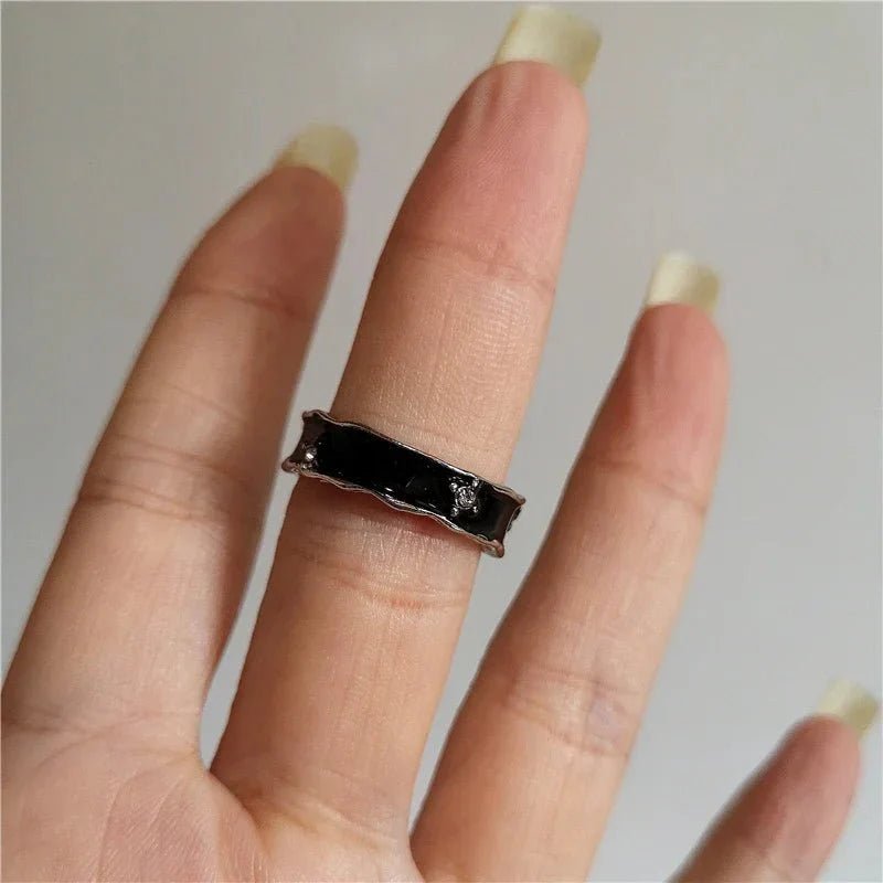 DarkAesthetic Gothic Cross Ring | Punk Irregular Y2K Grunge Jewelry - Damsona
