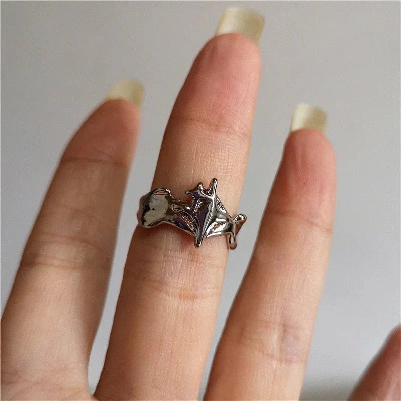 DarkAesthetic Gothic Cross Ring | Punk Irregular Y2K Grunge Jewelry - Damsona
