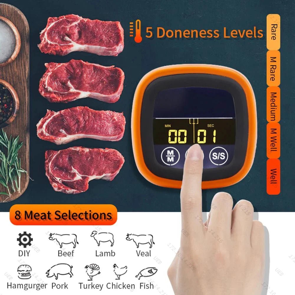 Dual Probe Digital Kitchen Meat Thermometer Touch Screen BBQ Food Temperature Gauge with Timer - Damsona