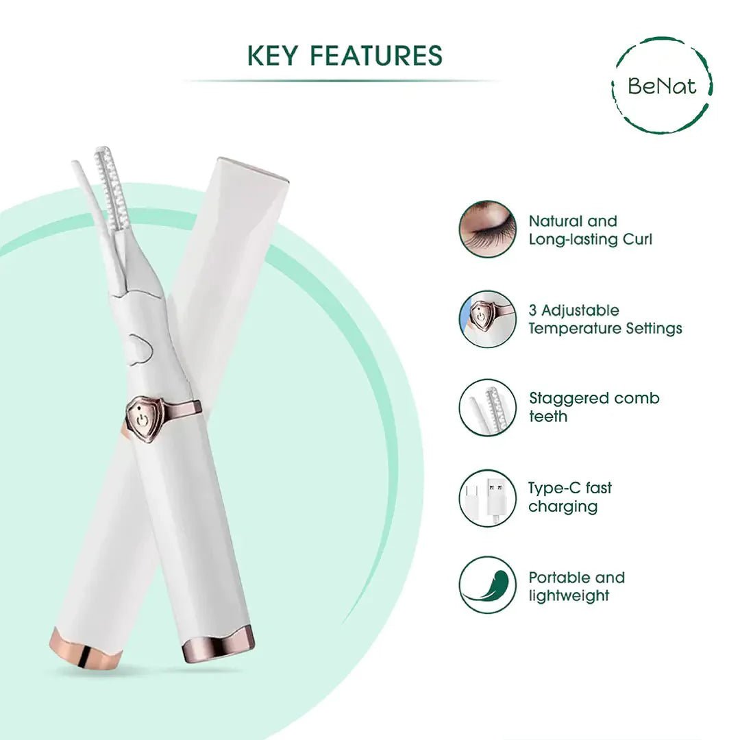 Electric Eyelash Curler – Heated Lash Curler with 3 Temperature Settings, Long-Lasting Curl, USB Rechargeable - Damsona