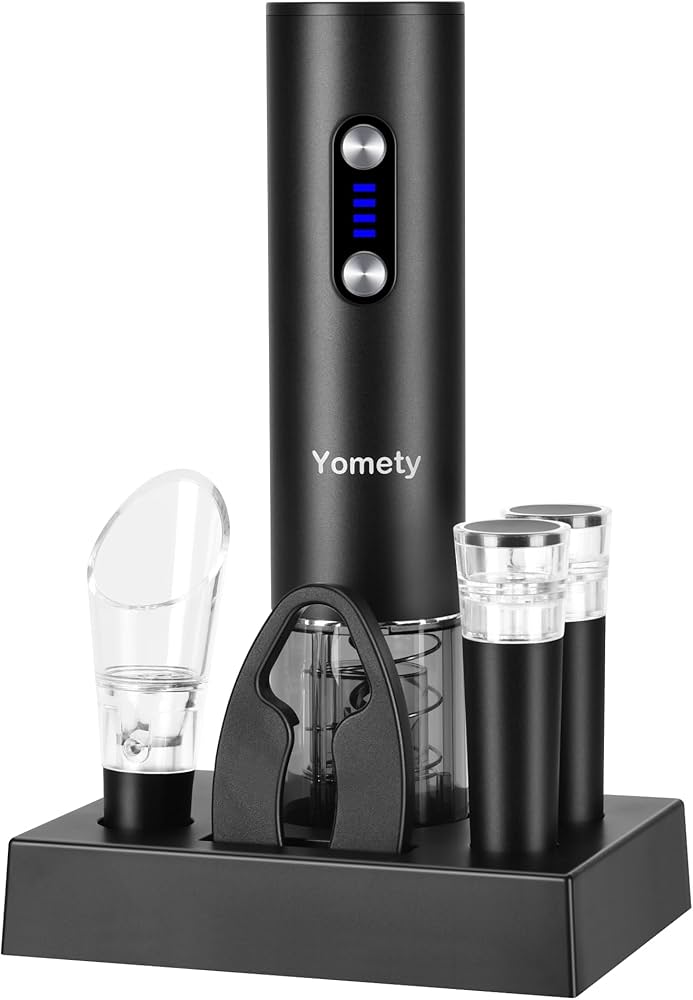 Electric Wine Opener Gift Set 7 - in - 1, Rechargeable Automatic Corkscrew with Foil Cutter Aerator Stoppers - GiftWave.co
