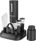 Electric Wine Opener Gift Set 7 - in - 1, Rechargeable Automatic Corkscrew with Foil Cutter Aerator Stoppers - GiftWave.co