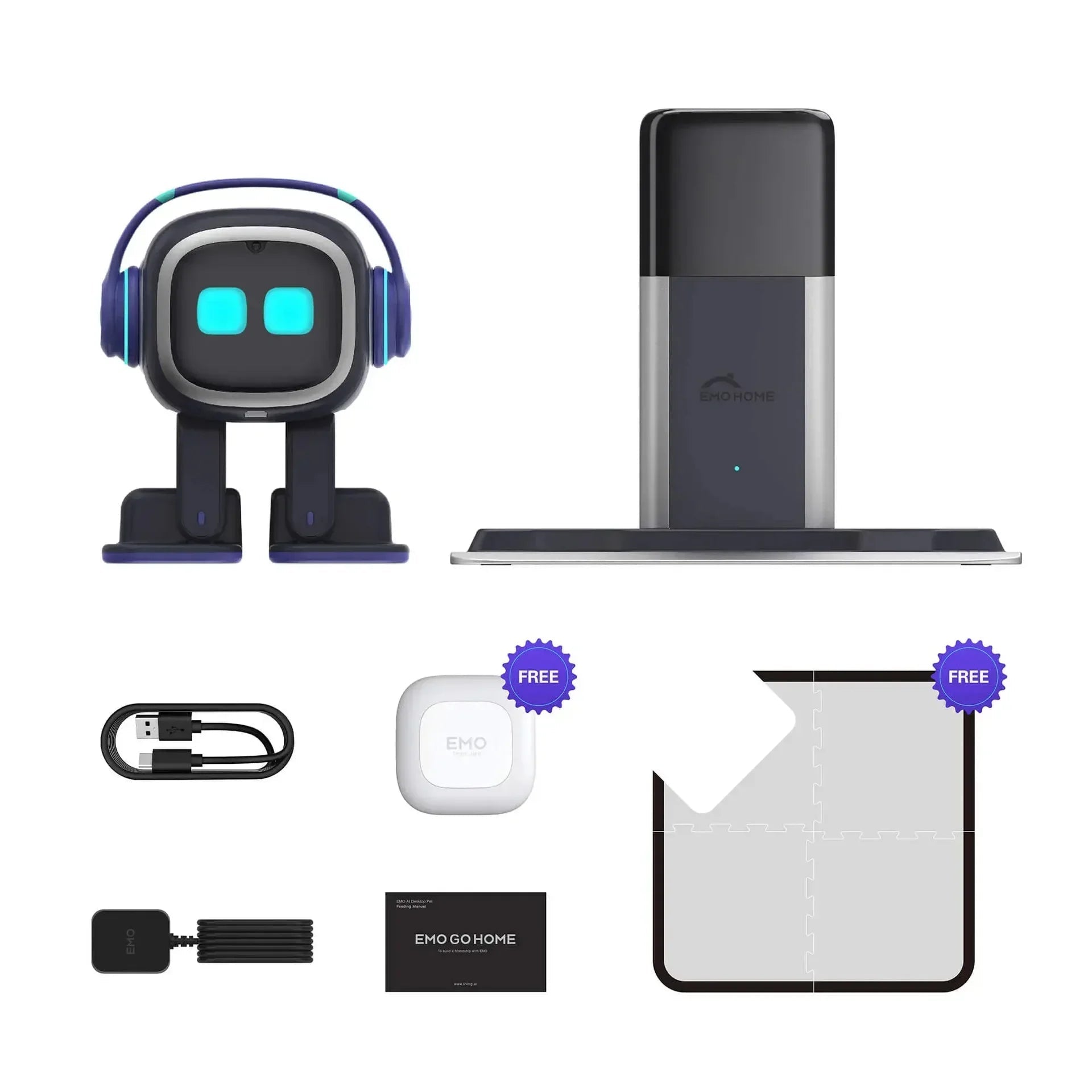 Emo AI Robot Pet Desktop Companion ChatGPT Voice Control 1000+ Expressions Face Recognition No Subscription - Damsona