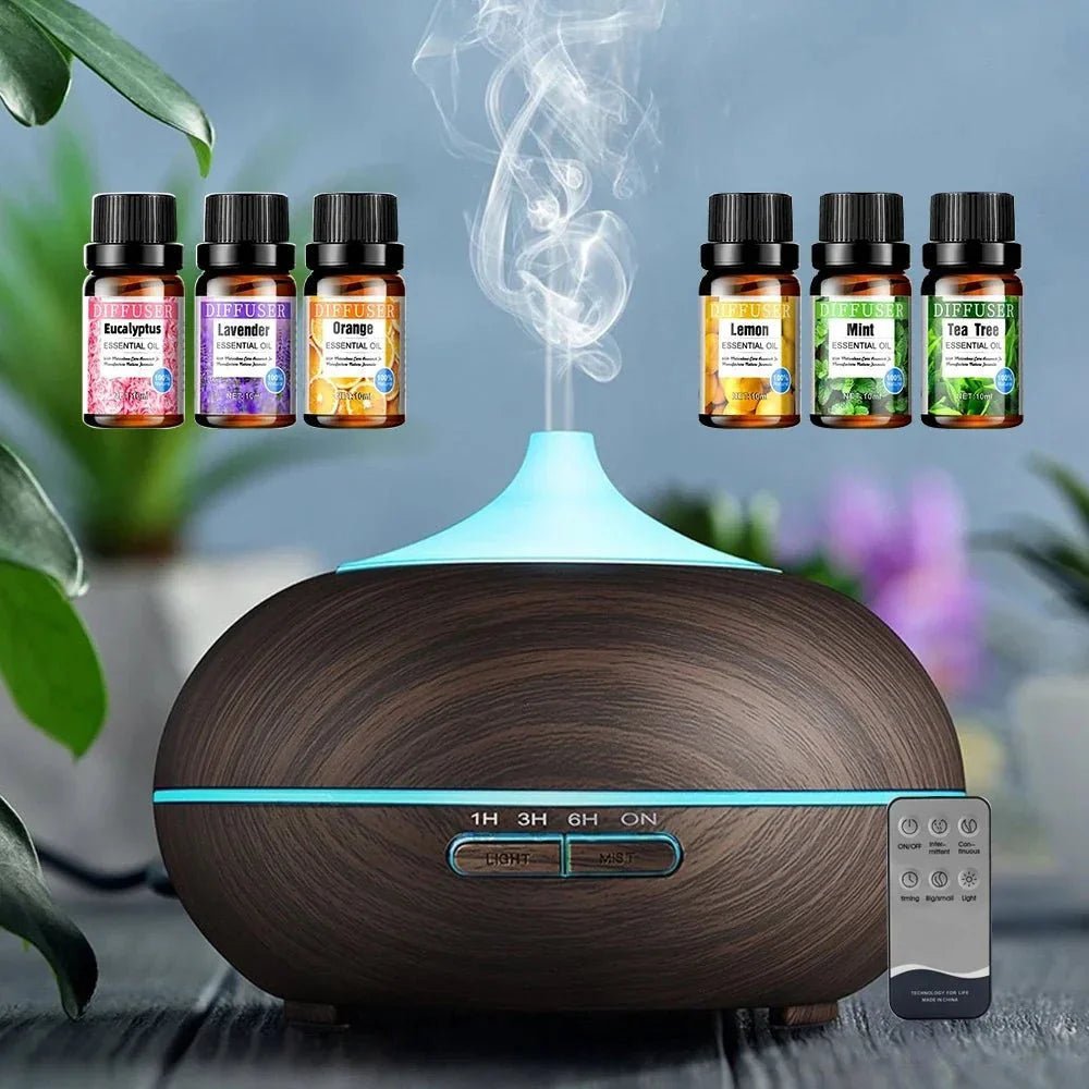 Essential Oil Diffuser 550ml Ultrasonic Aromatherapy Humidifier 4 Timer Auto Shut-Off 7 Color LED - Damsona