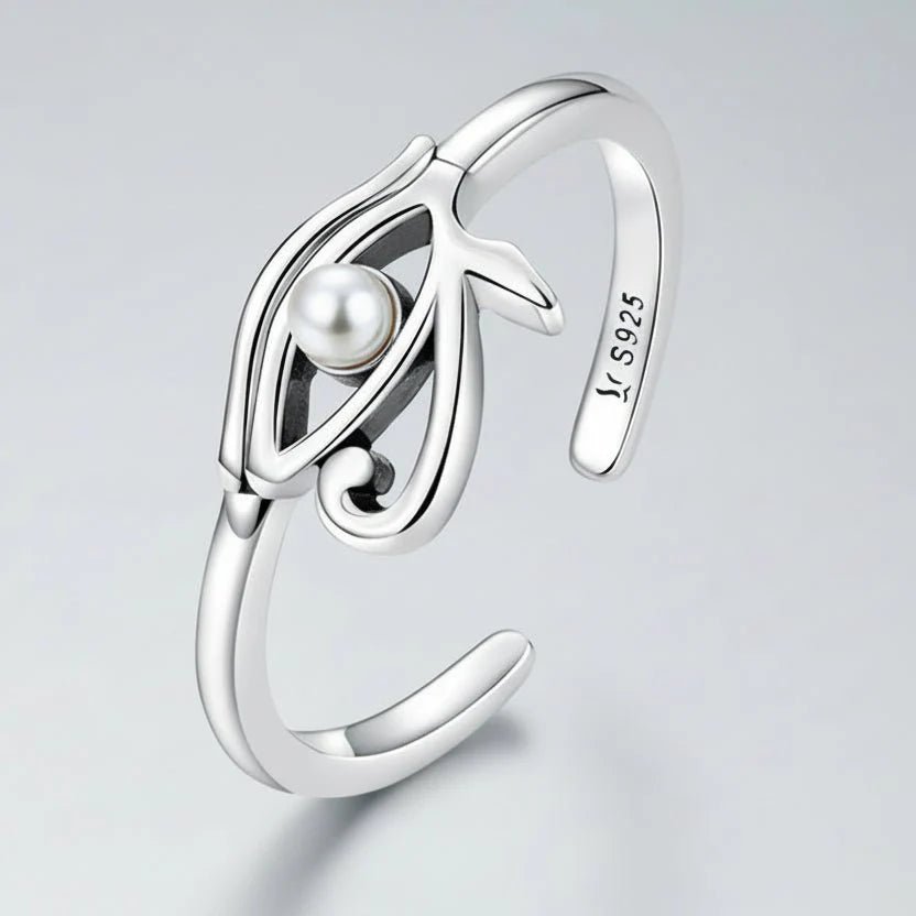 Eye of Horus Protection Ring | 925 Sterling Silver Lucky Hollow Open Ring - Damsona