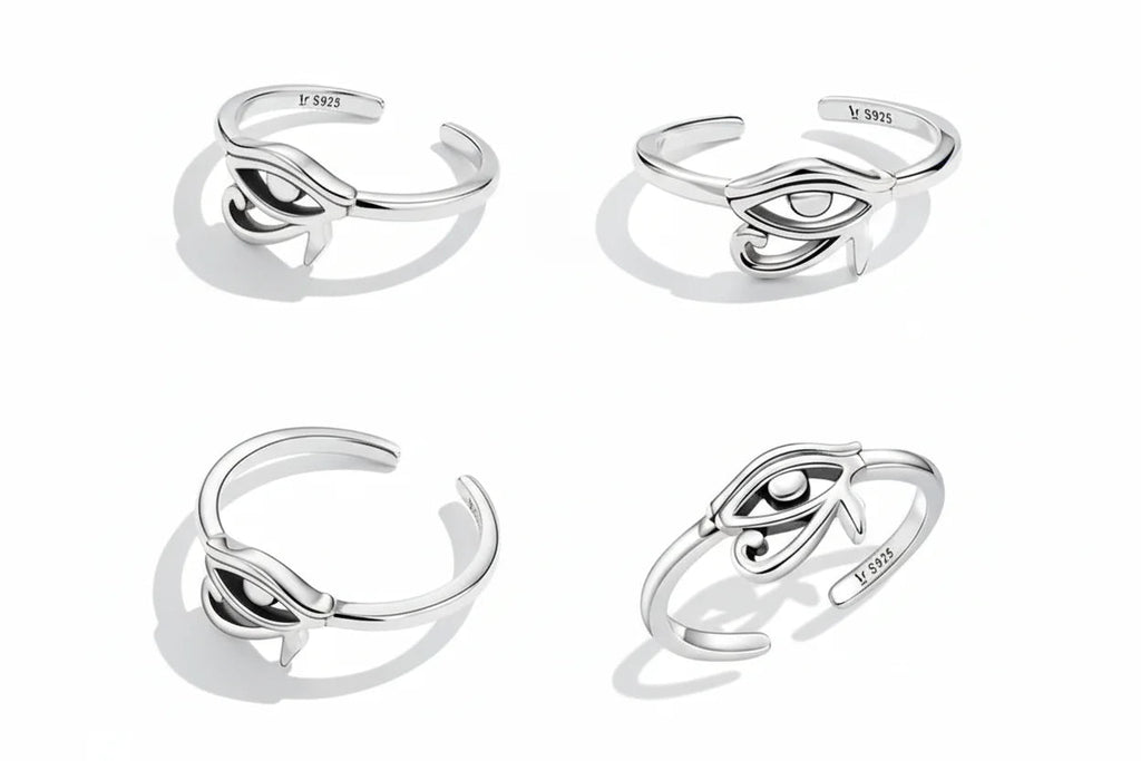 Eye of Horus Protection Ring | 925 Sterling Silver Lucky Hollow Open Ring - Damsona