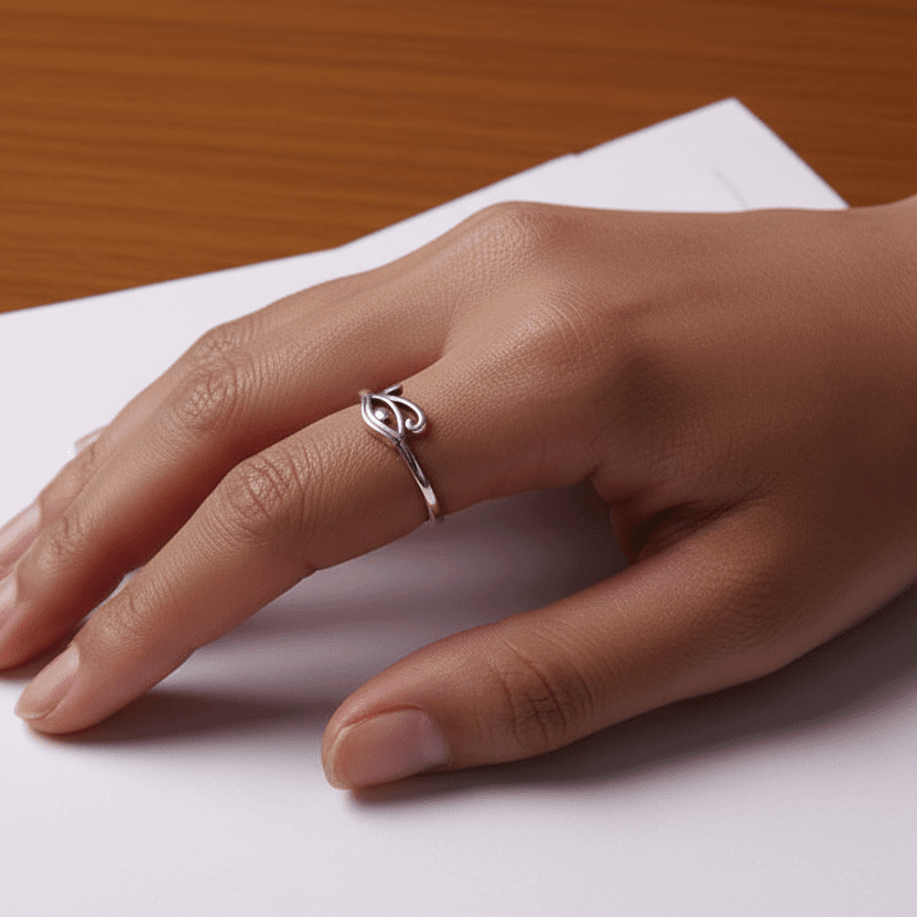 Eye of Horus Protection Ring | 925 Sterling Silver Lucky Hollow Open Ring - Damsona
