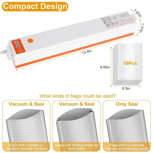 Food Vacuum Sealer Machine with Bags – 60kPa Auto Sealer, 3 Modes, Bag R... — View 3