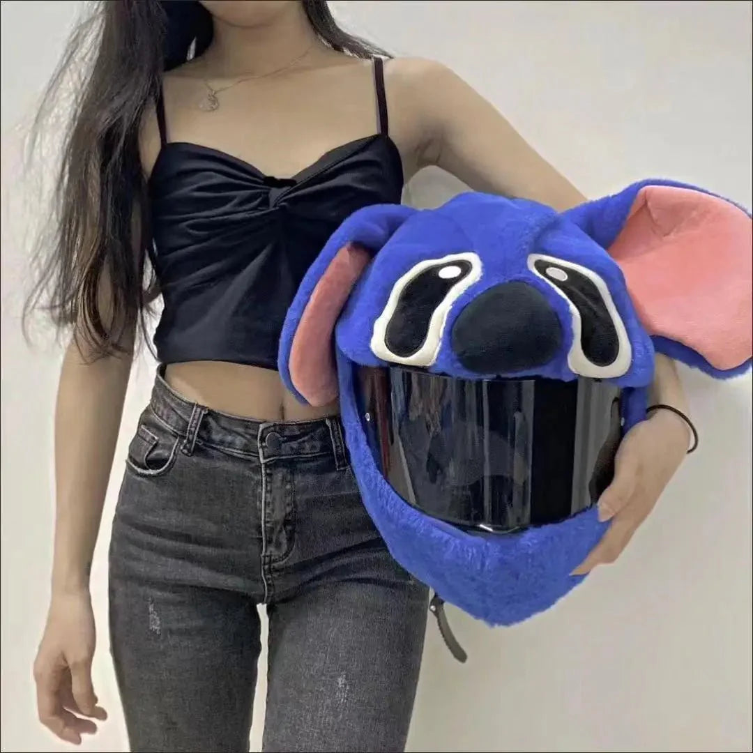 Fluffy Cartoon Motorcycle Helmet Cover Plush Set - Personalized Helmets Accessories - GiftWave.co