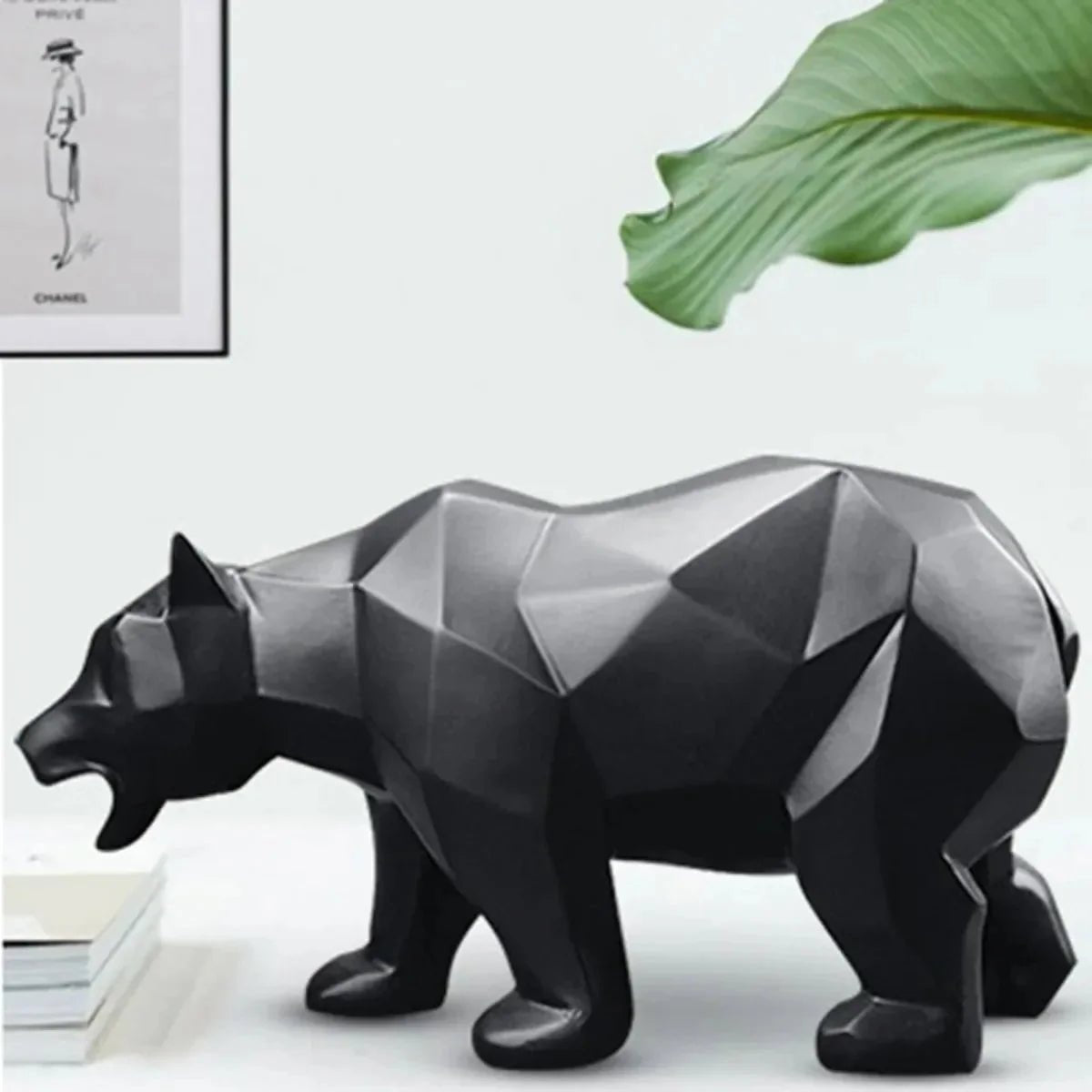 Geometric Bear Sculpture — Nordic Resin Animal Décor for Home & Shelf - Damsona