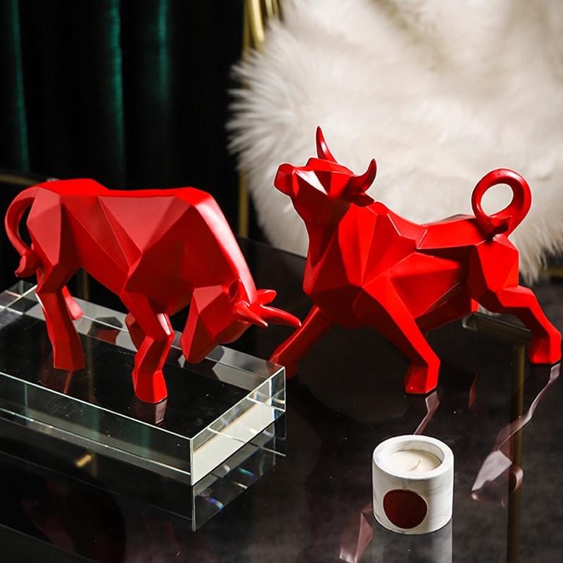 Geometric Bull Figurine Modern Abstract Bull Sculpture Home Office Desk ... — View 6