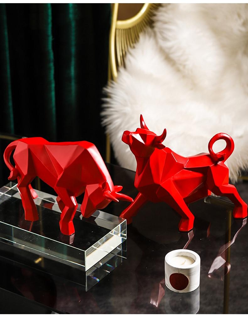Geometric Bull Figurine Modern Abstract Bull Sculpture Home Office Desk ... — View 17