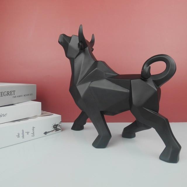 Geometric Bull Figurine Modern Abstract Bull Sculpture Home Office Desk ... — View 3