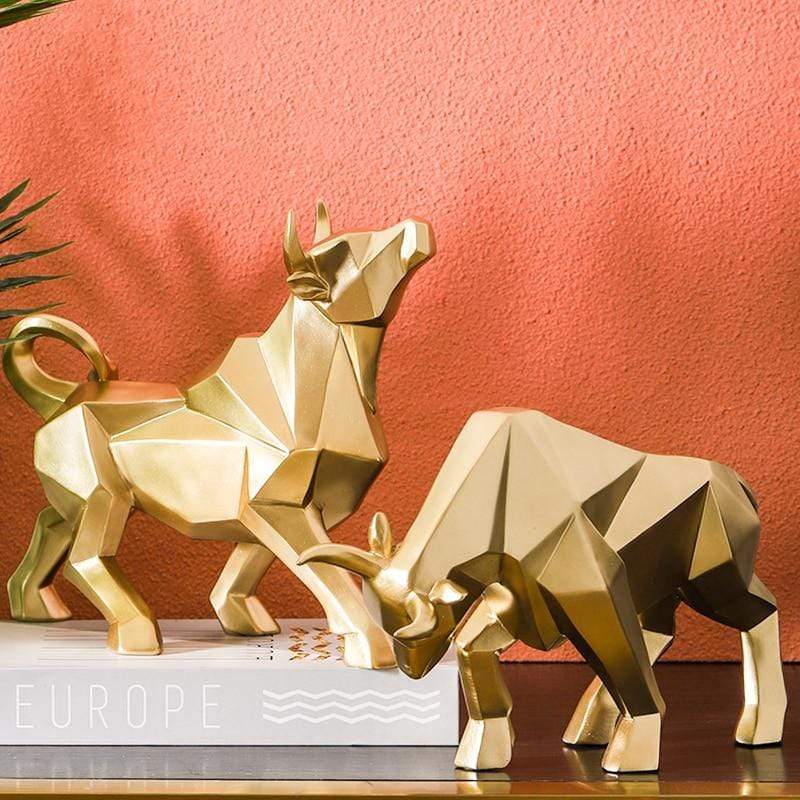 Geometric Bull Figurine Modern Abstract Bull Sculpture Home Office Desk ... — View 2