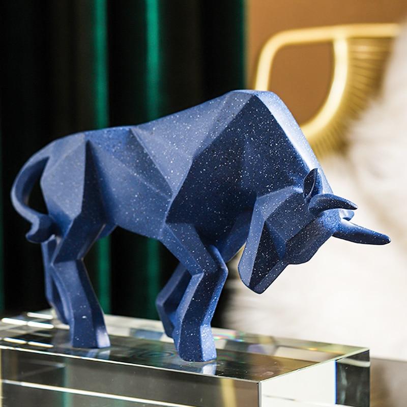 Geometric Bull Figurine Modern Abstract Bull Sculpture Home Office Desk ... — View 13