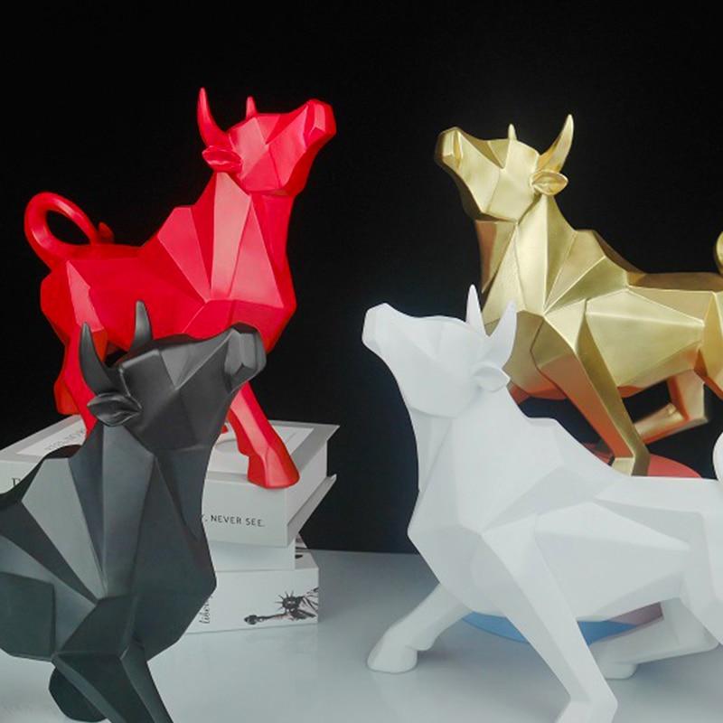 Geometric Bull Figurine Modern Abstract Bull Sculpture Home Office Desk ... — View 9