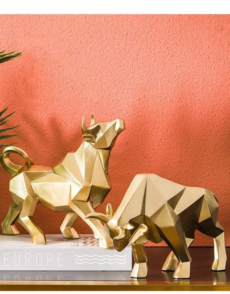Geometric Bull Figurine Modern Abstract Bull Sculpture Home Office Desk ... — View 12