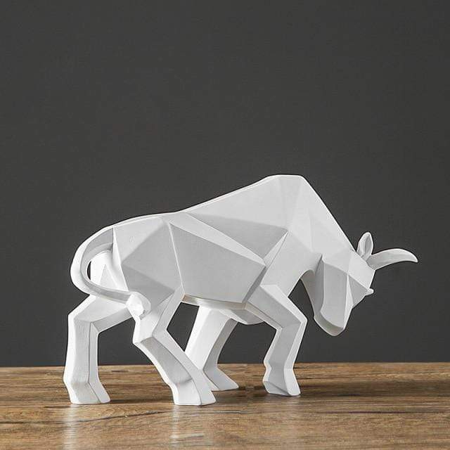 Geometric Bull Sculpture — Modern Abstract Resin Animal Décor, Desk & Office - Damsona