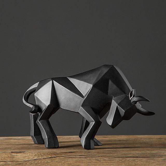 Geometric Bull Sculpture — Modern Abstract Resin Animal Décor, Desk & Office - Damsona