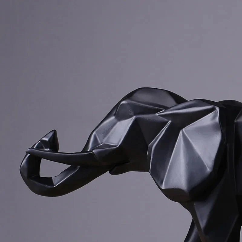 Geometric Elephant Statue — Abstract Resin Animal Sculpture for Home & Office - Damsona