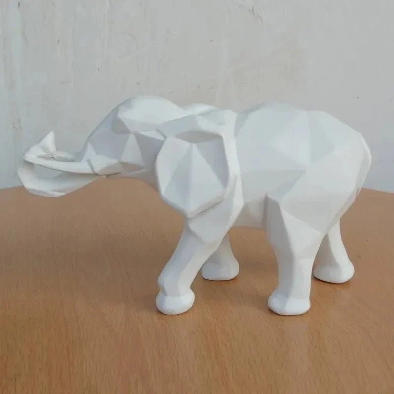 Geometric Elephant Statue — Abstract Resin Animal Sculpture for Home & Office - Damsona