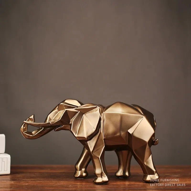 Geometric Elephant Statue — Abstract Resin Animal Sculpture for Home & Office - Damsona
