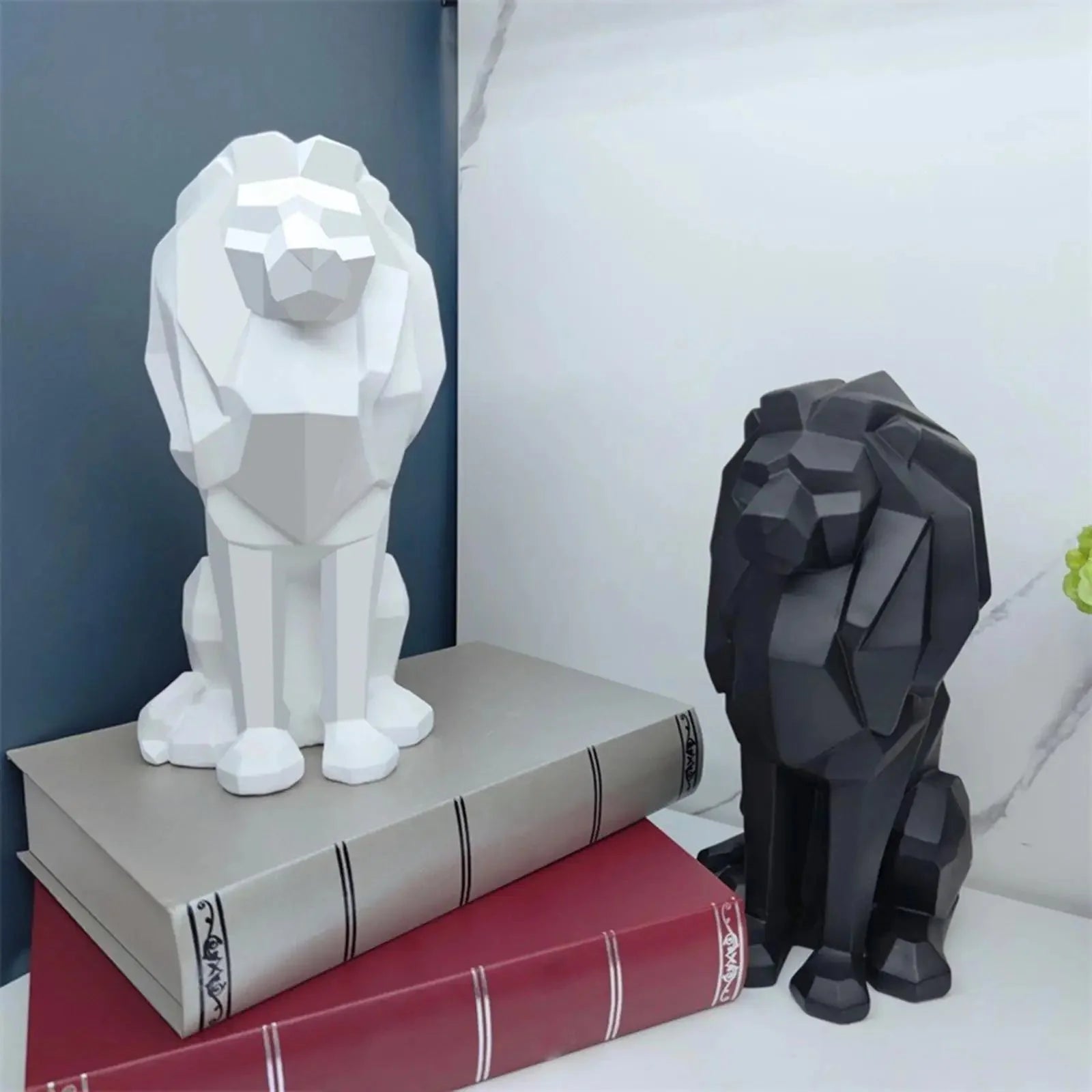 Geometric Lion Sculpture — Nordic Resin Animal Décor for Home, Office & Garden - Damsona