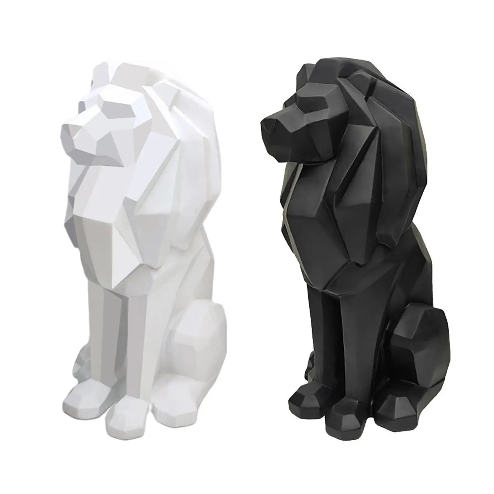Geometric Lion Sculpture — Nordic Resin Animal Décor for Home, Office & Garden - Damsona