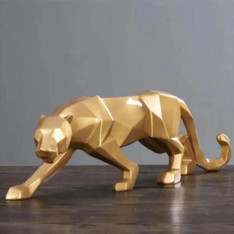 Geometric Panther Sculpture — Abstract Resin Animal Décor for Desk & Shelf - Damsona
