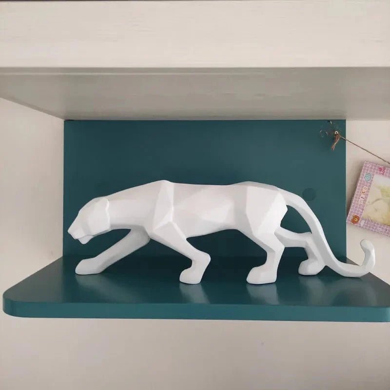 Geometric Panther Sculpture — Abstract Resin Animal Décor for Desk & Shelf - Damsona