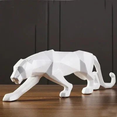 Geometric Panther Sculpture — Abstract Resin Animal Décor for Desk & Shelf - Damsona