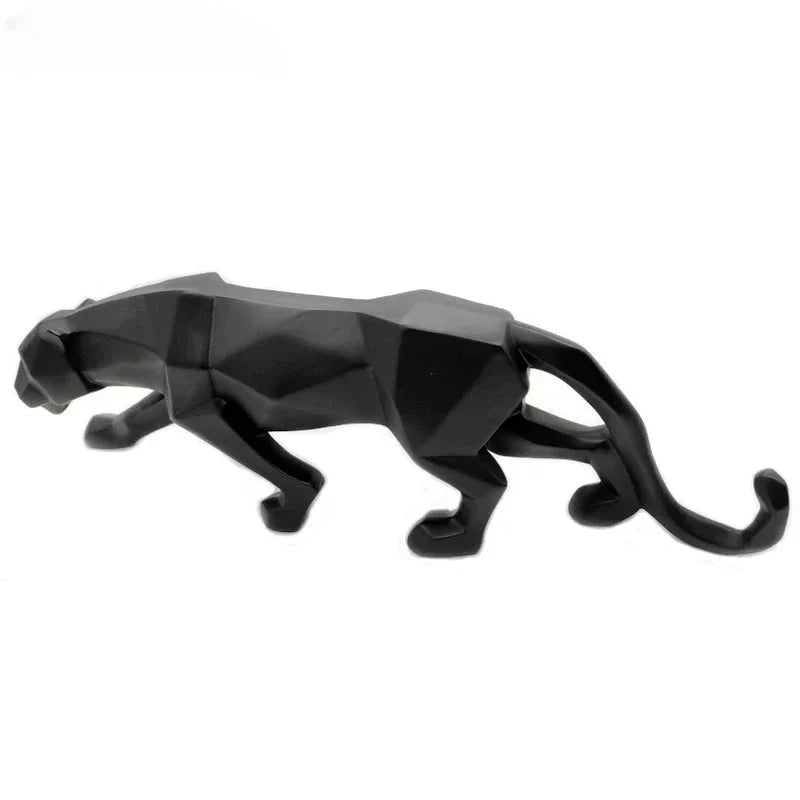 Geometric Panther Sculpture — Abstract Resin Animal Décor for Desk & Shelf - Damsona
