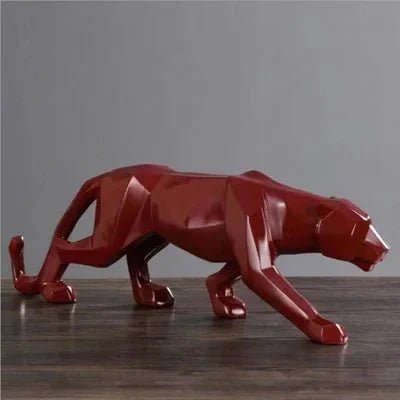 Geometric Panther Sculpture — Abstract Resin Animal Décor for Desk & Shelf - Damsona