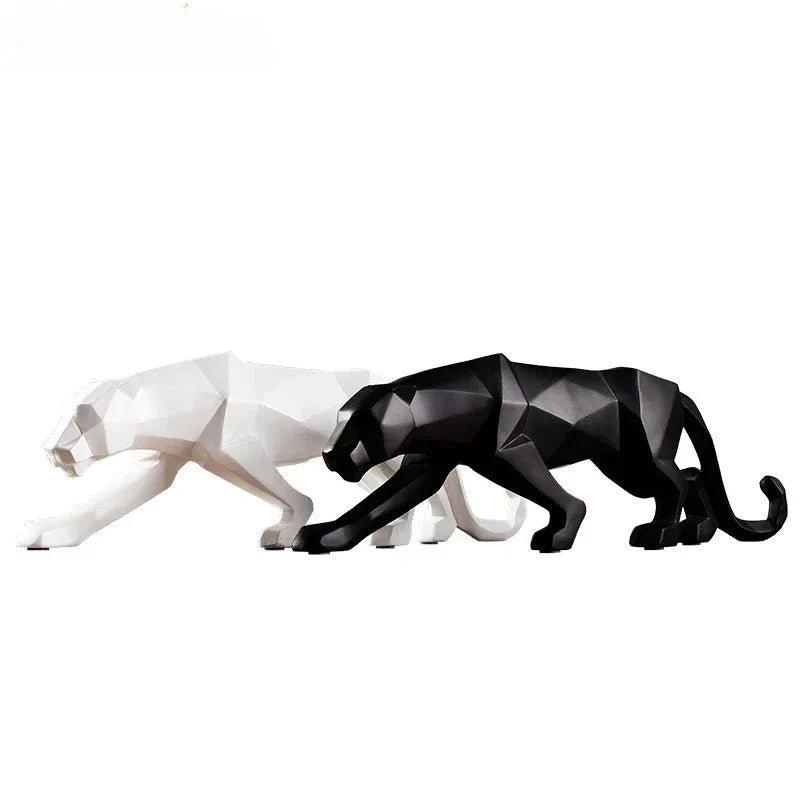 Geometric Panther Sculpture — Abstract Resin Animal Décor for Desk & Shelf - Damsona