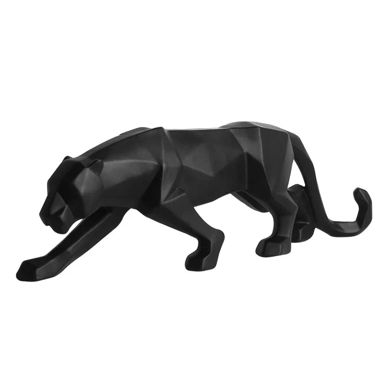 Geometric Panther Sculpture — Abstract Resin Animal Décor for Desk & Shelf - Damsona