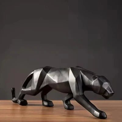 Geometric Panther Sculpture — Abstract Resin Animal Décor for Desk & Shelf - Damsona