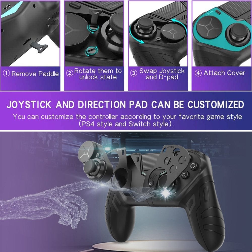 TurboGrip Wireless Gaming Controller Hall Effect Anti - Drift 4 Paddles PS4 PS5 PC Switch Android iOS - GiftWave.co