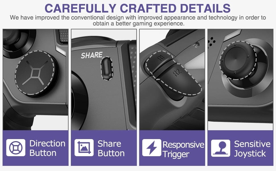 TurboGrip Wireless Gaming Controller Hall Effect Anti - Drift 4 Paddles PS4 PS5 PC Switch Android iOS - GiftWave.co